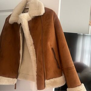 Abercrombie Kids Tan Teddy Jacket with Cream Shearling new without tags